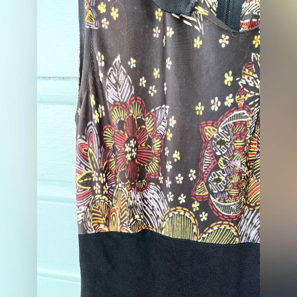 Vintage wide leg paisley jumpsuit 60s 70s brown Peter Pan collar S fall RARE - Picture 3 of 12